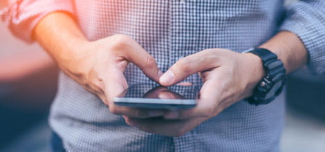 Man holding mobile phone